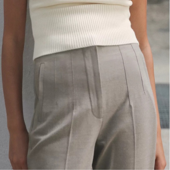Zara High Waisted Trousers Taupe - Picture 2 of 6